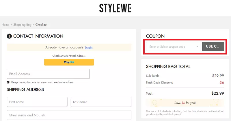how to use stylewe coupon code