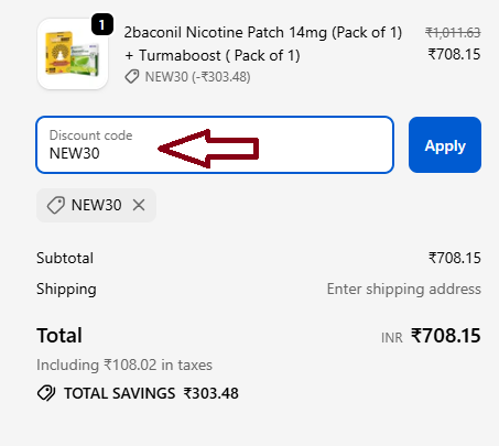Screenshot of tested coupon for 2Baconil