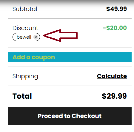 Coupon verification screenshot on Absolute Nature CBD