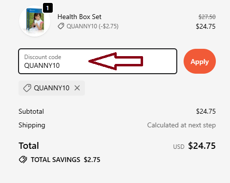 Coupon verification screenshot on Alpha Omega Publications