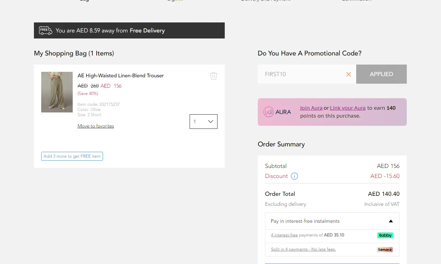 Coupon verification screenshot on American Eagle