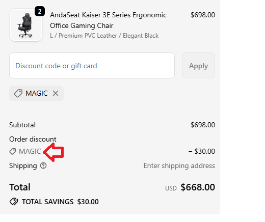 Coupon verification screenshot on Anda Seat