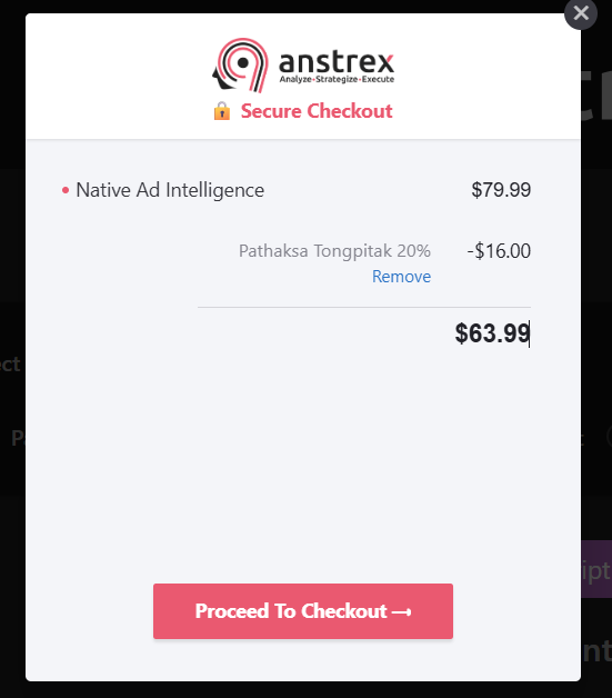 Coupon verification screenshot on Anstrex