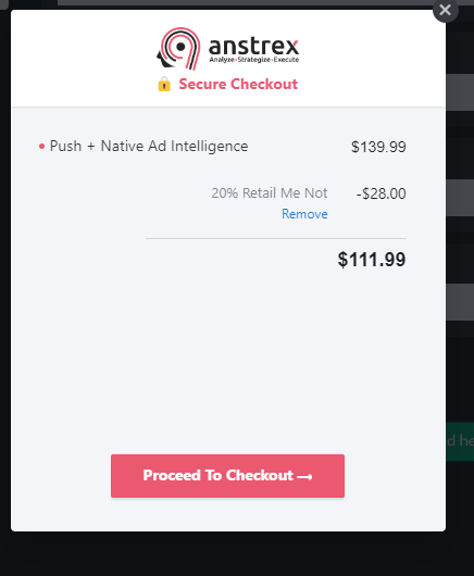 Coupon verification screenshot on Anstrex