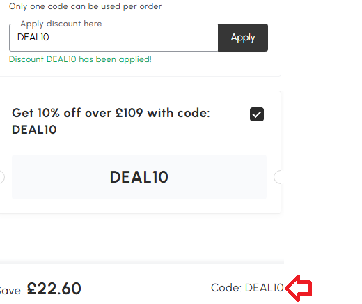 Coupon verification screenshot on Aosom