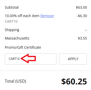 Coupon verification screenshot on AP Fragrance