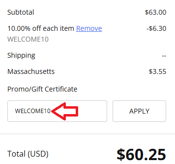 Coupon verification screenshot on AP Fragrance