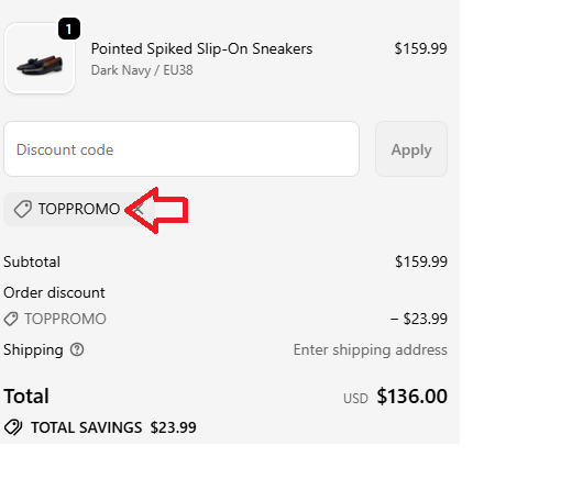 Coupon verification screenshot on Arnoconti