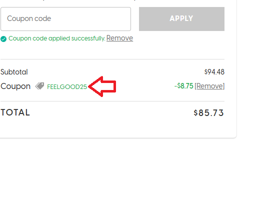 Coupon verification screenshot on Aspen Green