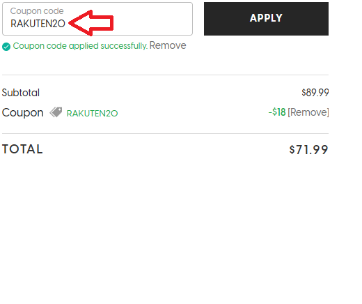 Screenshot of tested coupon for Aspen Green