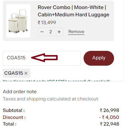 Coupon verification screenshot on Assembly Travel