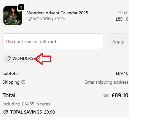 Coupon verification screenshot on Avant Skincare