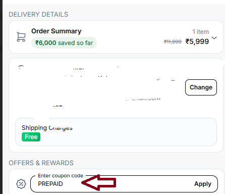 Coupon verification screenshot on Bagline