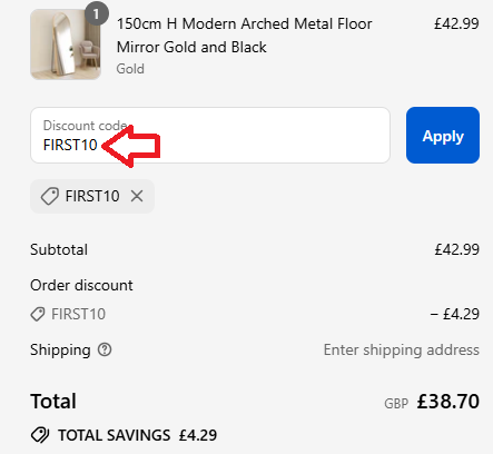 Coupon verification screenshot on Bathroom Deco