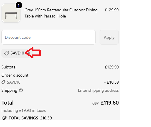 Coupon verification screenshot on Bathroom Deco