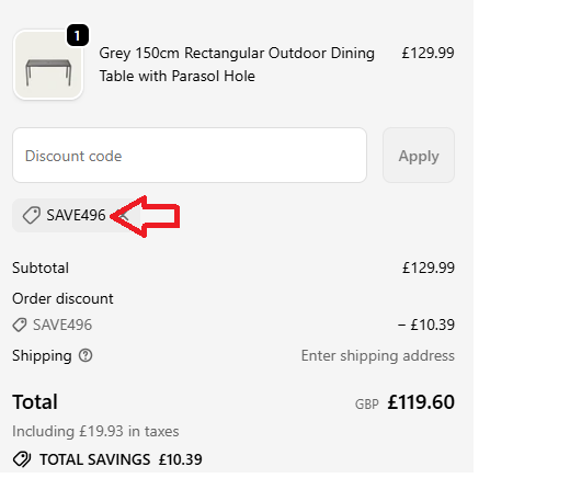 Coupon verification screenshot on Bathroom Deco