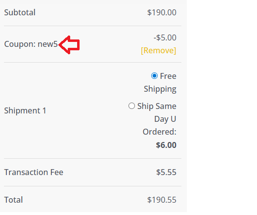 Coupon verification screenshot on Besin