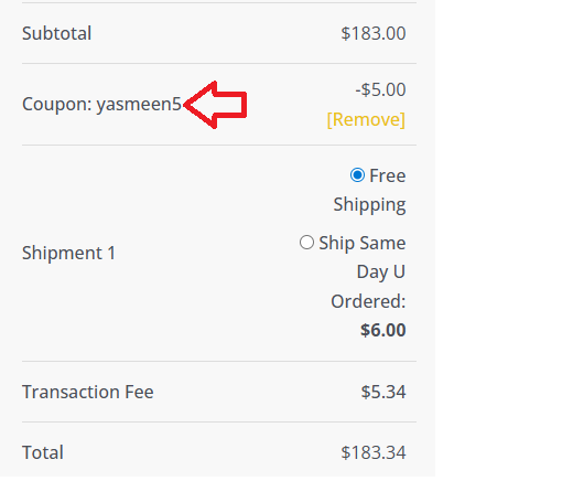 Coupon verification screenshot on Besin