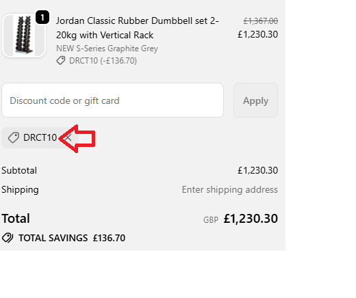 Coupon verification screenshot on Best Gym Equipment