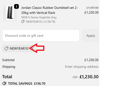 Coupon verification screenshot on Best Gym Equipment