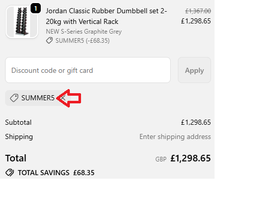 Coupon verification screenshot on Best Gym Equipment