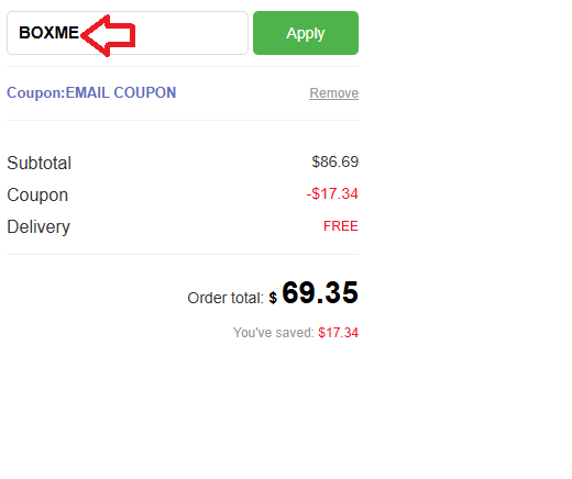 Coupon verification screenshot on Bestvibe