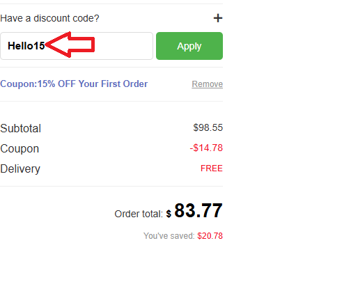 Coupon verification screenshot on Bestvibe