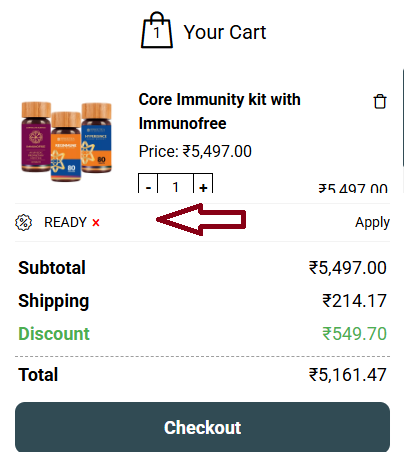 Coupon verification screenshot on Biogetica