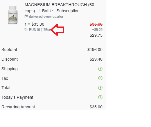 Coupon verification screenshot on BiOptimizers