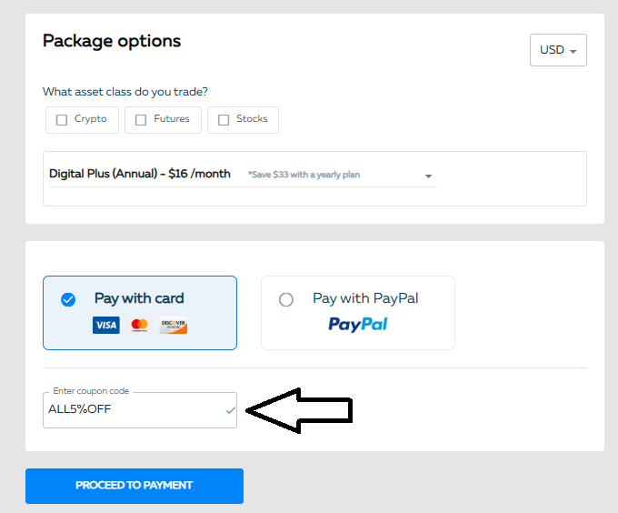 Coupon verification screenshot on Bookmap