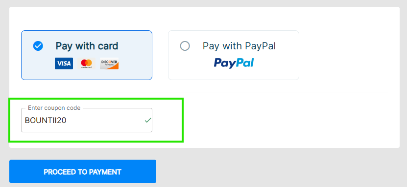 Coupon verification screenshot on Bookmap