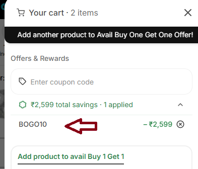 Coupon verification screenshot on Boult Audio