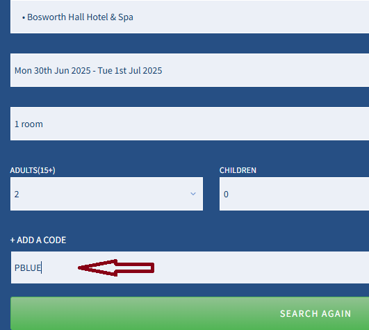 Coupon verification screenshot on Britannia Hotels