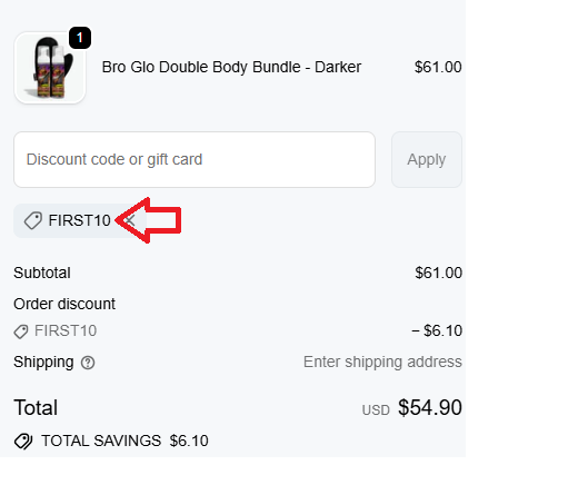 Coupon verification screenshot on BRO GLO