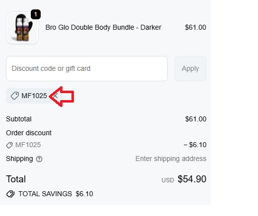 Coupon verification screenshot on BRO GLO