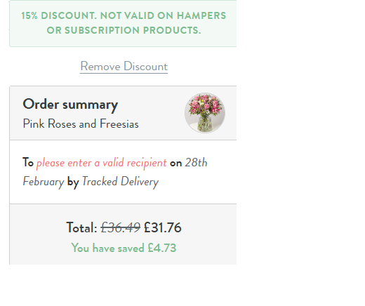 Coupon verification screenshot on Bunches