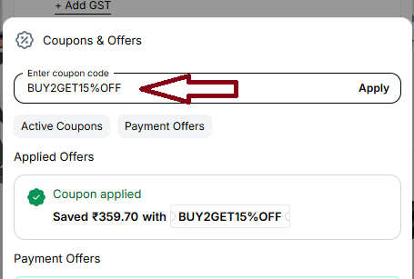 Screenshot of tested coupon for Capes India