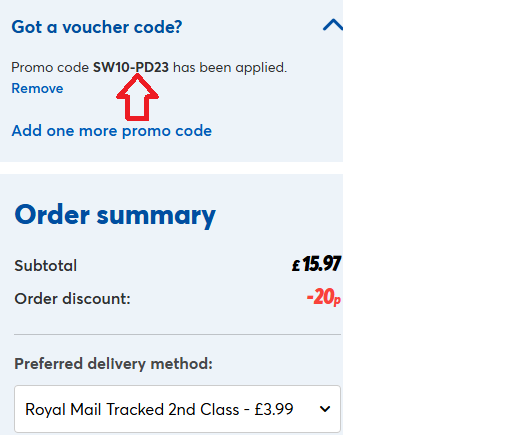 Coupon verification screenshot on Card Factory