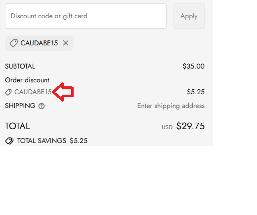 Coupon verification screenshot on Caudabe