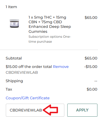 Coupon verification screenshot on CBDistillery