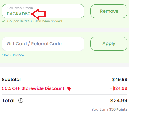 Coupon verification screenshot on CBD Mall