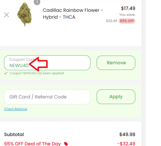 Coupon verification screenshot on CBD Mall