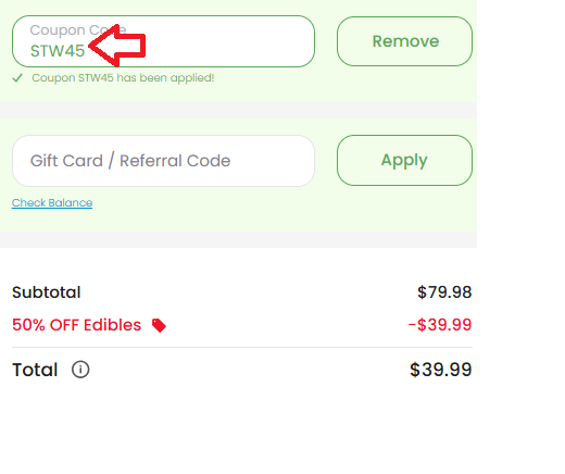 Coupon verification screenshot on CBD Mall