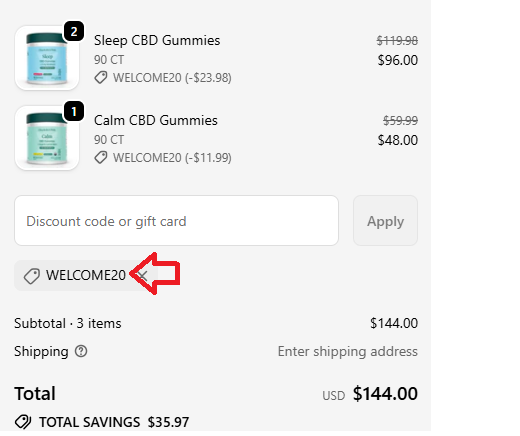 Coupon verification screenshot on Charlotte's Web
