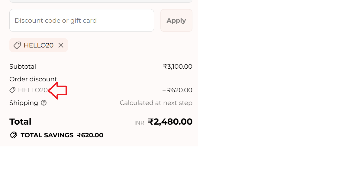 Coupon verification screenshot on Chella