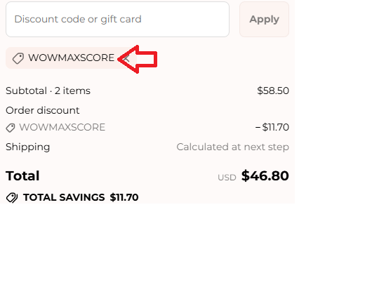 Screenshot of tested coupon for Chella