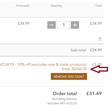 Coupon verification screenshot on Chocolate Trading Company