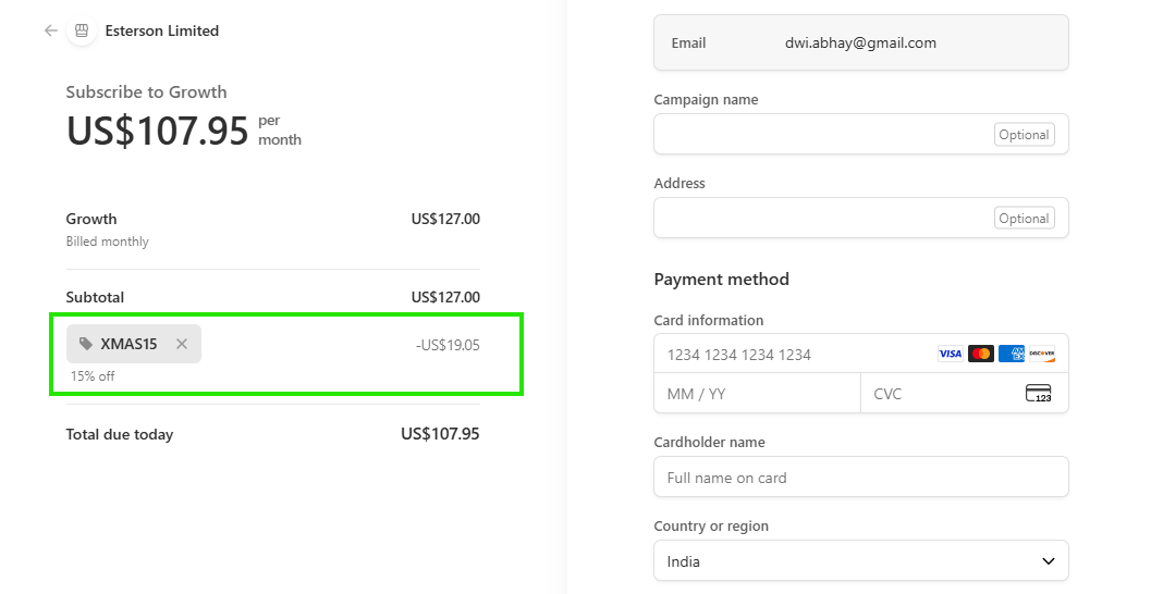 Coupon verification screenshot on Closely