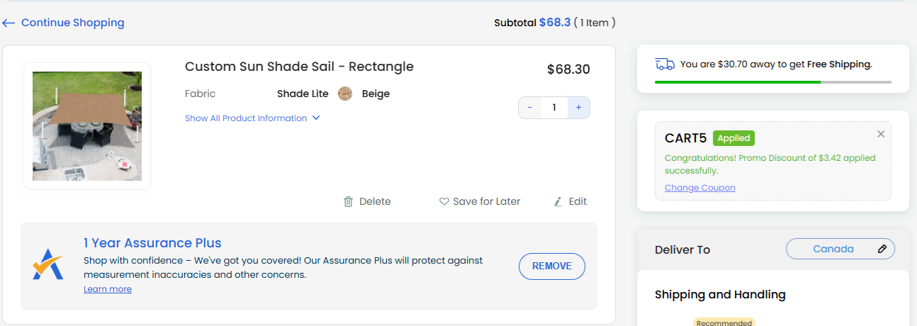 Coupon verification screenshot on Covers & All
