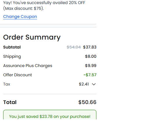 Coupon verification screenshot on Covers & All